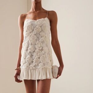 BLANC ROSETTE-DETAILED GEORGETTE MINI DRESS